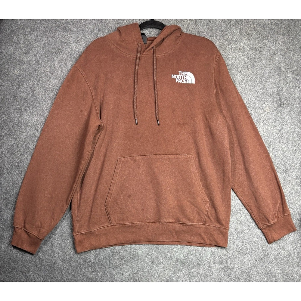 The North Face Men's Large Brown Pullover Hoodie Logo Graphic Sweatshirt
